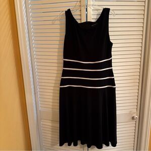 Connected Apparel Black and White Fit and Flare Dress
